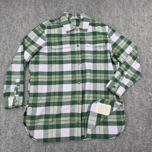 L.L. Bean Green and White Plaid Blouse